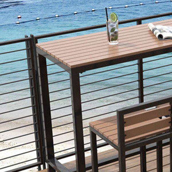 Industrial Faux Wood Pub Table Set 1/5 Pieces Bar Set with Metal Frame Clearhalo 'Bar Furniture' 'furn' 'furn_home_bar_bar_sets' 'Furniture' 'Home Bars & Bar Sets' 'home_bar_bar_sets' 'Kitchen & Dining Furniture' 1200x1200_29603493-186e-41d5-a04c-df8875d58765