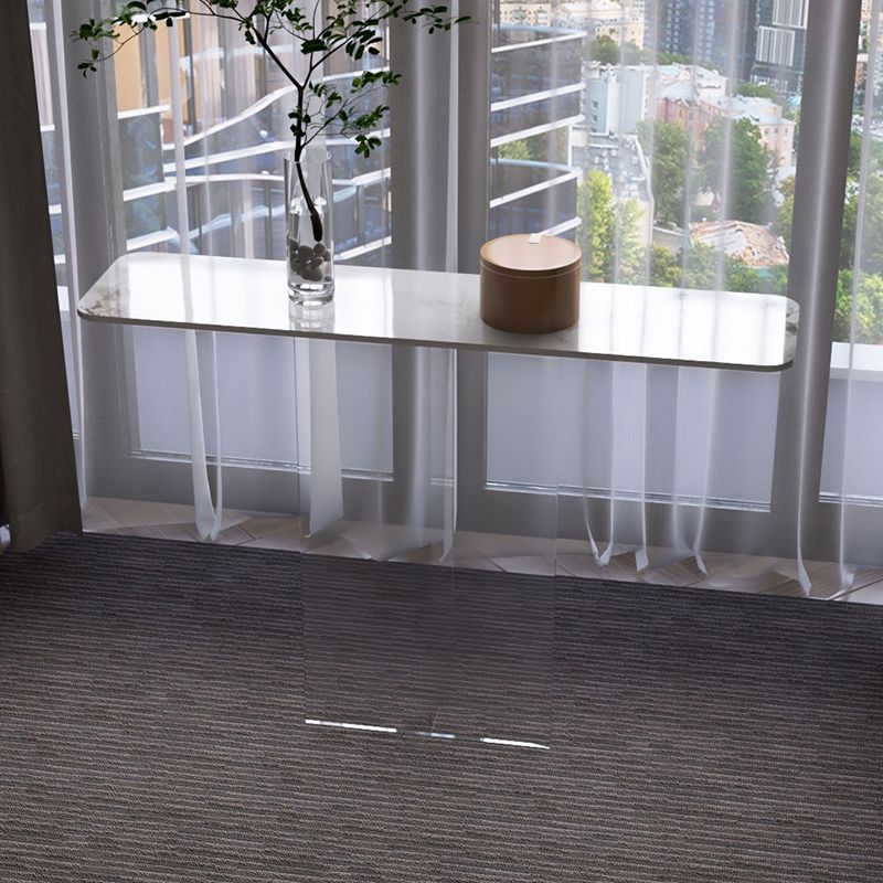 Rectangle Shape Contemporary Console Table Black/White Stone Console Sofa Table Clearhalo 'Console Tables' 'console_tables' 'Entry & Mudroom Furniture' 'furn' 'furn_console_tables' 'Furniture' 1200x1200_29608928-6cfe-4490-b885-570d5d4a5eea