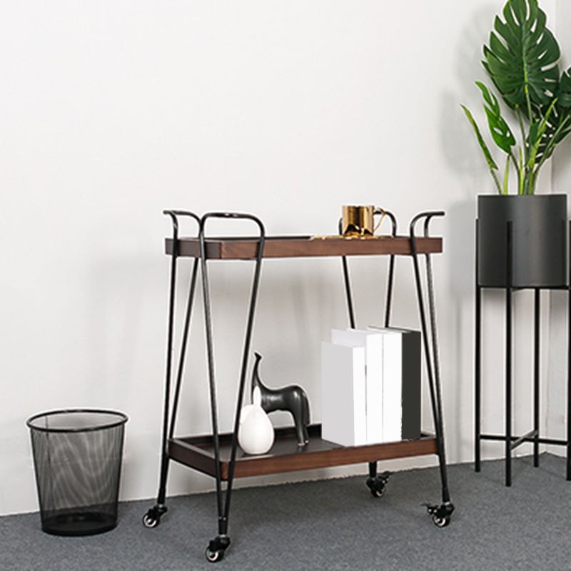 Modern Style Wood Prep Table 29.53"H Rolling Prep Table for Home Use