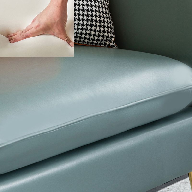 Sofá de brazo cuadrado moderno de cuero de cuero sintético con almohada cosida con almohada cosida