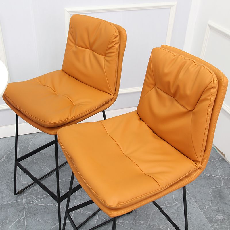 Modern Armless Backrest Counter Stool Steel Bar Stool with Leather Cushion Clearhalo 'Bar Furniture' 'Bar Stools' 'bar_stools' 'furn' 'furn_bar_stools' 'furniture_bar_stools' 'Kitchen & Dining Furniture' 'kitchen&dining_furn' 'kitchen' 'kitchen_furn' Furniture' 1200x1200_29674499-fb60-4711-9b13-5c255a482656