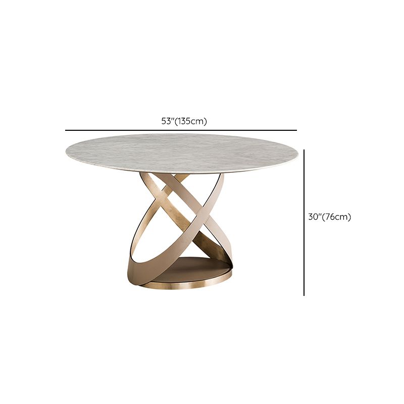 Modern Round Marble Top Dining Table with Metal Pedestal Base Clearhalo 'Dining Tables & Seating' 'Dining Tables' 'dining_table' 'furn' 'furn_dining_table' 'Furniture' 'Kitchen & Dining Furniture' 1200x1200_29676dd0-5e6c-46f4-8fe2-8f698f3c6845