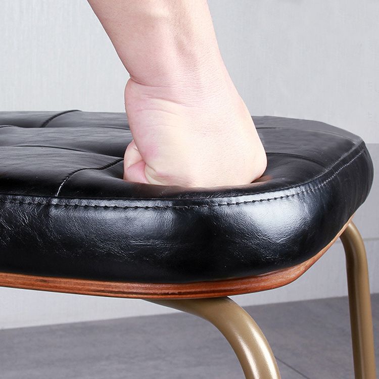 Sedia brasserie in pelle industriale sedia da pranzo nera aperta con gambe dorate