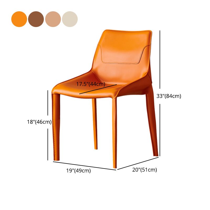 Leather Dining Chair Minimalist Design Arm Solid Back Dining Side Chair