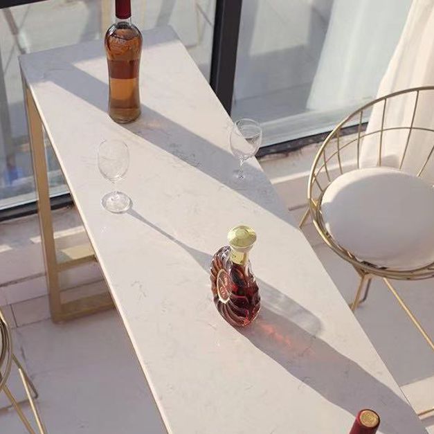 Glam White Marble Counter Table with Rectangle Table Top Gold Trestle Table, Only Table Clearhalo 'Bar Furniture' 'Bar Tables' 'bar_tables' 'furn' 'furn_bar_tables' 'Furniture' 'furniture_bar_tables' 'Kitchen & Dining Furniture' 1200x1200_29694a05-1a2d-404f-a1ed-c315d27288cf