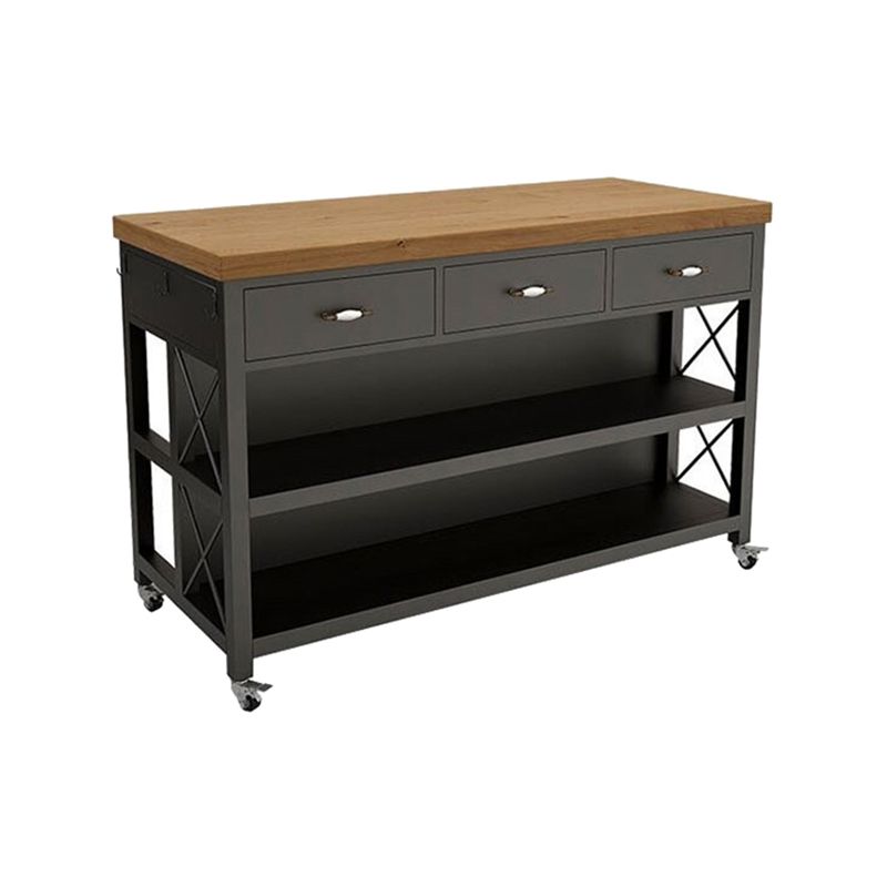 Modern Style Rolling Kitchen Cart Metal Rectangular Kitchen Island Cart with Drawer Clearhalo 'furn' 'furn_kitchen_islands_carts' 'Furniture' 'Kitchen & Dining Furniture' 'Kitchen Islands & Carts' 'kitchen_islands_carts' 1200x1200_2969cf47-7d9b-4c04-a2cf-3ef04a125a74