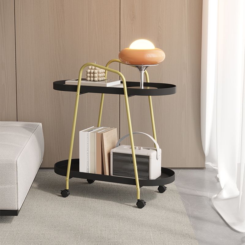 25.19" Tall 4 Legs Side Table with Metal Shelves Oval End Table Stand Clearhalo 'Coffee & Accent Tables' 'End & Side Tables' 'end_side_tables' 'furn' 'furn_end_side_tables' 'Furniture' 'Living Room Furniture' 1200x1200_2969df2c-d918-4156-b6e3-ce3984bfd383