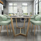 Rectangle Trestle Dining Table Glam Faux Marble Table for Dining Room Kitchen