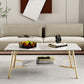 Table basse rectangulaire en ardoise, 4 pieds, 1 table de cocktail simple avec étagère de rangement