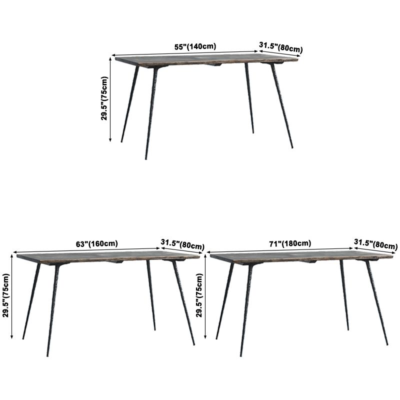 Industrial Rectangle Dining Room Table Oak Solid Wood Table with 4 Black Legs Clearhalo ' dining_table' 'Dining Tables & Seating' 'Dining Tables' 'furn' 'furn_dining_table' 'Furniture' 'furniture_dining_table' 'Kitchen & Dining Furniture' 'kitchen&dining_furn' 'kitchen' 'kitchen_dining_table' 1200x1200_2970bfaf-6378-4447-af2e-1e9e32c320d2