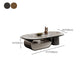 Elliptical Slate Top Coffee Table 1 -shelf Glam Cocktail Table with 1 - Drawer