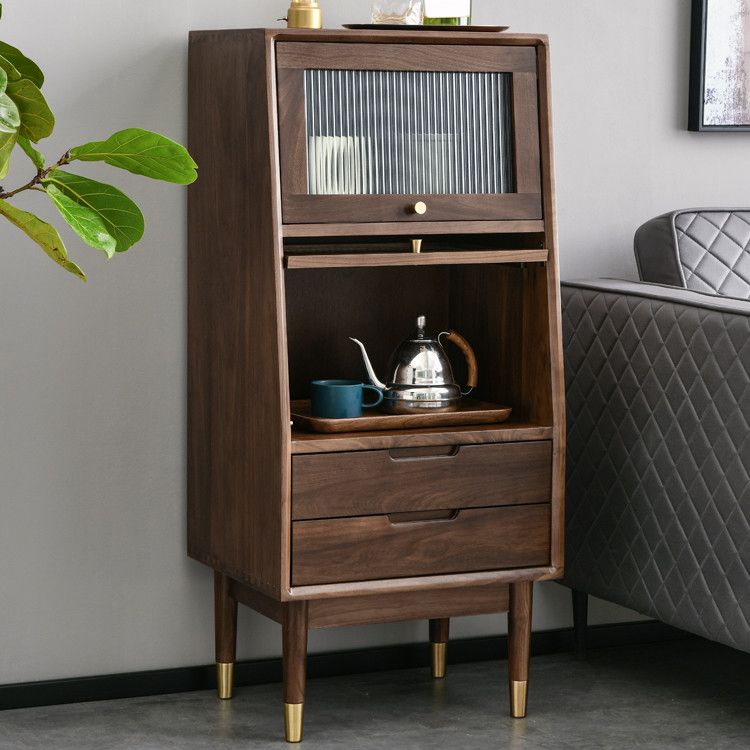 43.7" Tall 2-Drawer & 2-Door Cabinet Pine Wood Glass Paned Chest Clearhalo 'Cabinets & Chests' 'cabinets_chests' 'furn' 'furn_cabinets_chests' 'Furniture' 'Living Room Furniture' 1200x1200_297169e1-5c63-4421-bc28-f3ae84d16632
