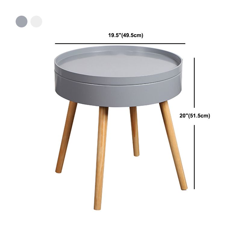 20.3" Tall Tray Top End Table 3 Legs Round Wood Accent Side Table with Storage