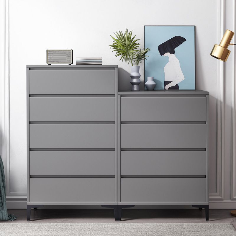 Cassettiera moderna per camera da letto, in legno ingegnerizzato, colore grigio, con cassetti