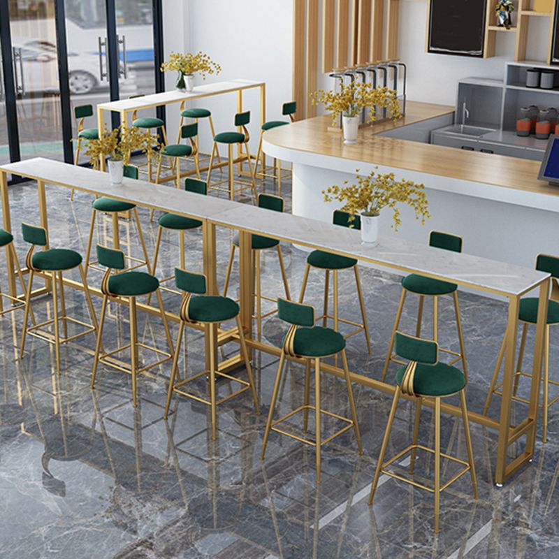 Mesa rectangular blanca con altura de barra, estilo glamuroso, mesa de bar de bistró con base de caballete