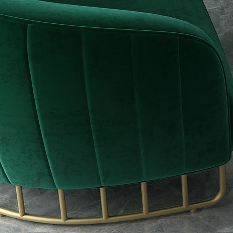 Velvet Barrel Accent Chair 29.52 "Laissez les bras de large inclus chaise avec des jambes en fer doré