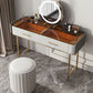 Glam Wooden Makeup Vanity Desk Glass Top Vanity Dressing Table Set Clearhalo 'Bedroom Furniture' 'furn' 'furn_makeup_vanities' 'Furniture' 'Makeup Vanities' 'makeup_vanities' 1200x1200_29748888-bae2-4bfa-b057-3c30e93fd546