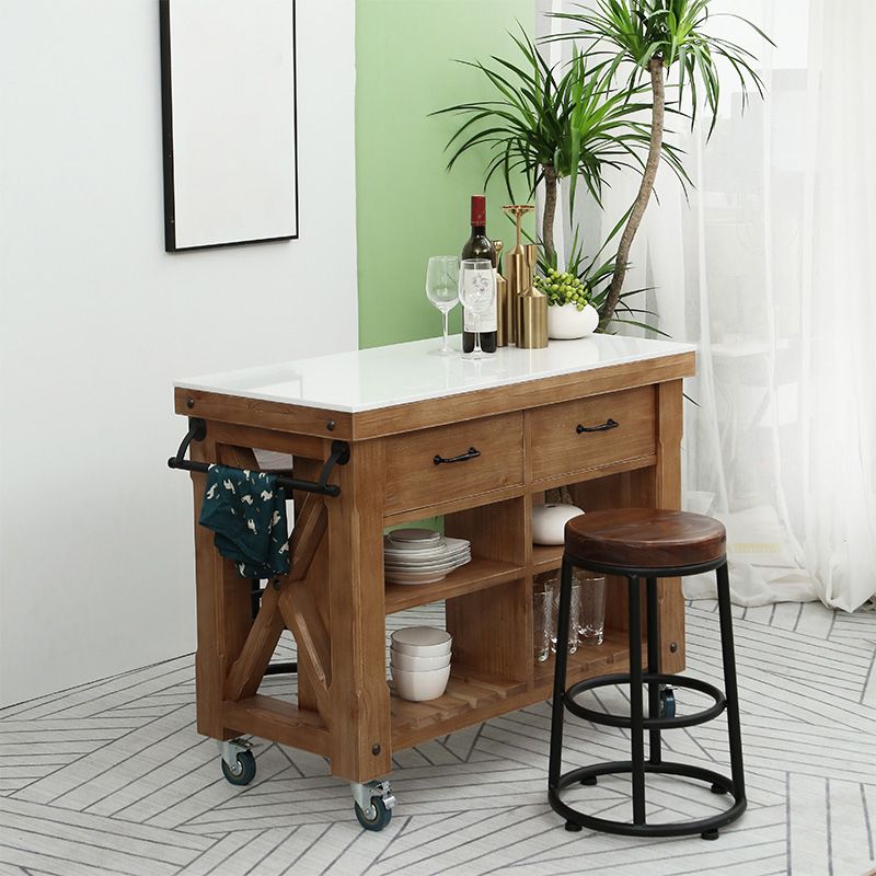 Industrial Stationary Kitchen Cart Wood Rectangular Kitchen Island Cart Clearhalo 'furn' 'furn_kitchen_islands_carts' 'Furniture' 'Kitchen & Dining Furniture' 'Kitchen Islands & Carts' 'kitchen_islands_carts' 1200x1200_29755ce8-7d7b-4a98-9746-3e852f26c750