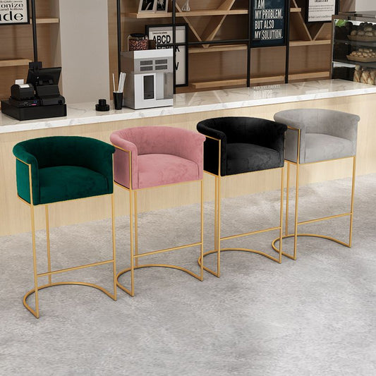 Nordic Design Upholstered Bar Stools for Home Use Luxury Low Back Round Stools Clearhalo 'Bar Furniture' 'Bar Stools' 'bar_stools' 'furn' 'furn_bar_stools' 'Furniture' 'furniture_bar_stools' 'Kitchen & Dining Furniture' 1200x1200_297a075b-9422-43cd-8476-02f065670283