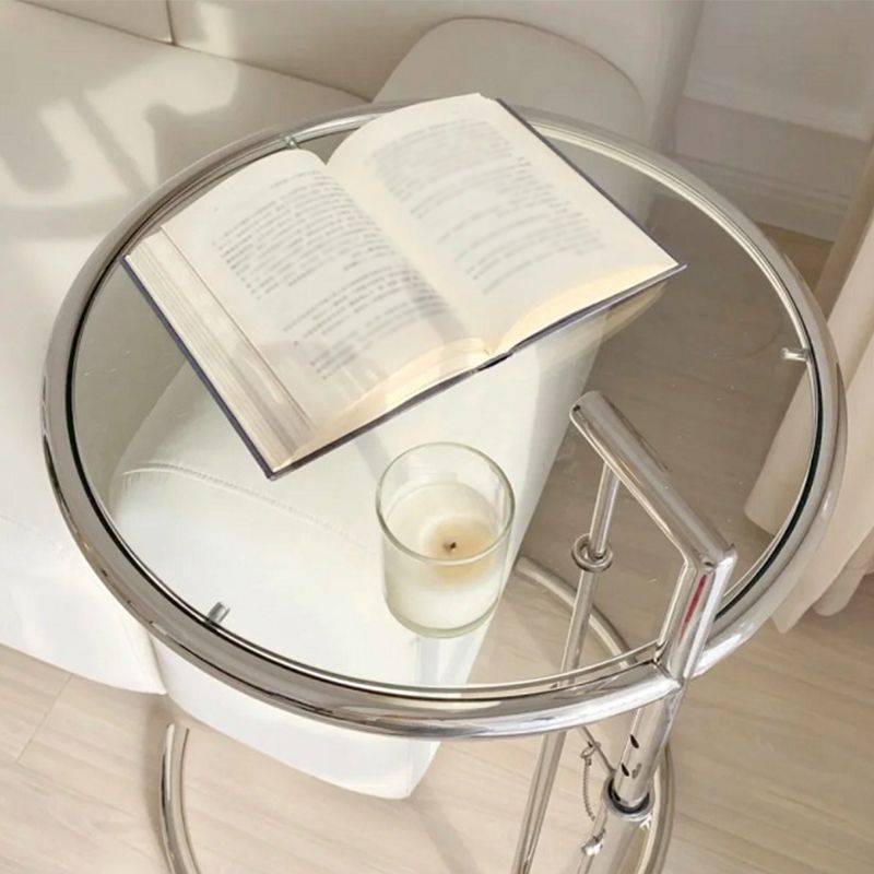 Modern Glass Round Side End Table C Sofa Corner Table For Living Room