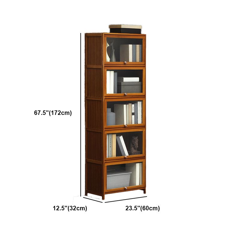 Modern Brown Book Shelf Bamboo Bedroom Shelf Bookcase with Cabinets Clearhalo 'Bookcases' 'furn' 'furn_bookcases' 'Furniture' 'Office Furniture' 1200x1200_297f7764-ca76-4ea6-9840-b279f193a458