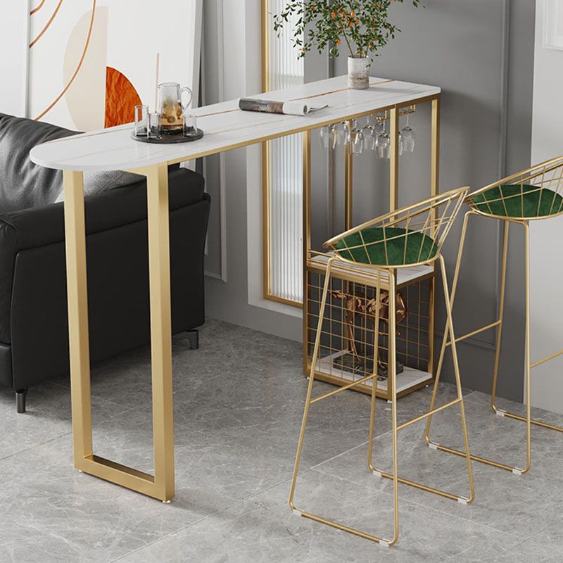 Stone Top Cocktail Bar Table 42-inch Height Metal Base Bar Height Storage Table Clearhalo 'Bar Furniture' 'Bar Tables' 'bar_tables' 'furn' 'furn_bar_tables' 'Furniture' 'furniture_bar_tables' 'Kitchen & Dining Furniture' 'kitchen&dining_furn' 'kitchen' 1200x1200_2980eb24-3c1b-496c-8e92-2b255c24fe02