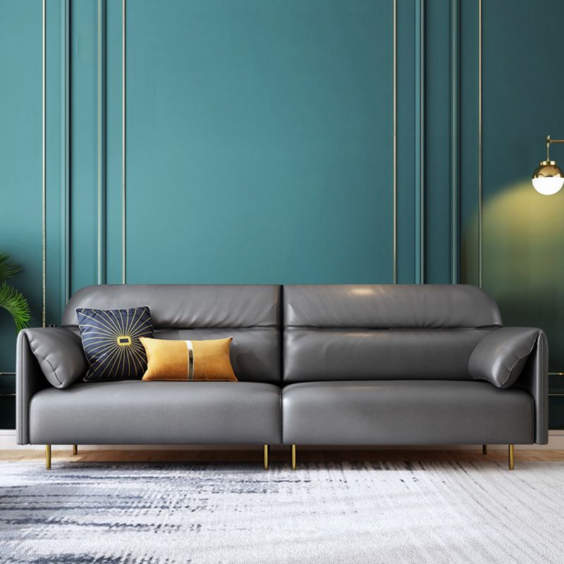 Glam Sewn Pillow Back Standard Pillow Top Arm Living Room Leather Sofa