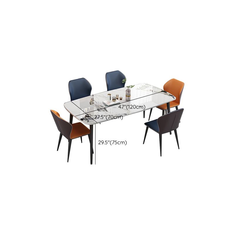 Modern Standard Height Furniture 5/7 Pcs Stone Rectangle Table with Upholstered Chair Clearhalo 'Dining Room Sets' 'Dining Tables & Seating' 'dining_room_set' 'furn' 'furn_dining_room_set' 'Furniture' 'Kitchen & Dining Furniture' 1200x1200_2983c5e7-d0f8-425e-9508-c4ed596f016b