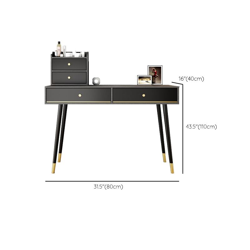 Black Make-up Vanity 15.74" Wide Wood Vanity Set with Storage Drawers
