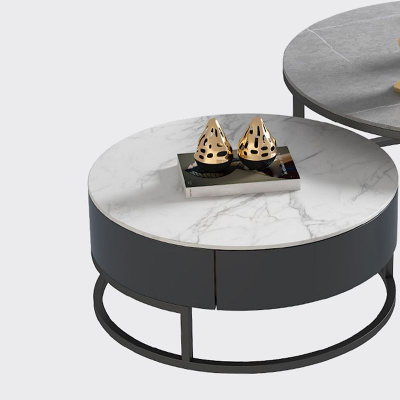 Round Nesting Coffee Table Set Frame Modern Coffee Table with Storage Clearhalo 'Coffee & Accent Tables' 'Coffee Tables' 'coffee_tables' 'furn' 'furn_coffee_tables' 'Furniture' 'Living Room Furniture' 1200x1200_2985ba65-bacb-4683-a6da-8d54d0fcc411