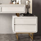 Camera da letto in oro bianco in stile glam con cassetto in piedi vanità per trucco