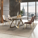 Nórdico 1/3/4/5/8 Piezas Juego de comedor Mesa de comedor de piedra rectangular para comedor