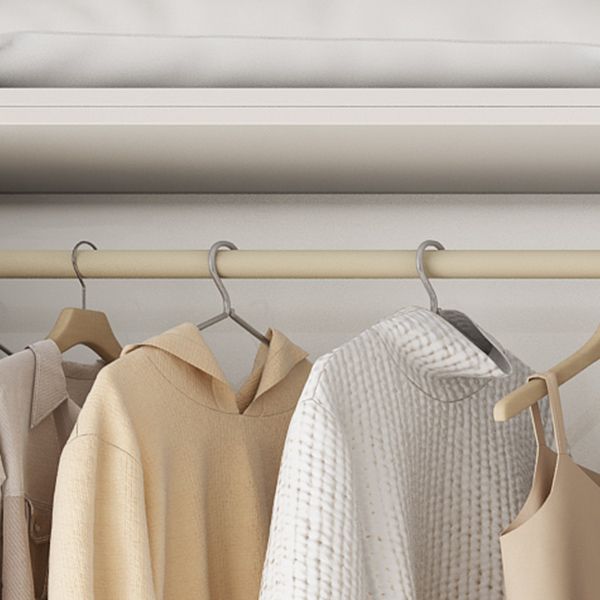 Engineered Wood Wardrobe Cabinet Modern Style White Armoire with Garment Rod Clearhalo 'Armoires & Wardrobes' 'armoires_wardrobes' 'Bedroom Furniture' 'furn' 'furn_armoires_wardrobes' 'Furniture' 1200x1200_29878d8d-8c83-4e79-9f21-5ce16445f01a