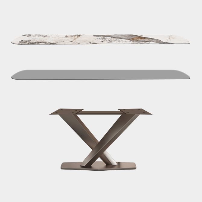 Metal Contemporary Rectangular Table Sintered Stone Dining Table with Pedestal Base Clearhalo ' dining_table' 'Dining Tables & Seating' 'Dining Tables' 'furn' 'furn_dining_table' 'Furniture' 'furniture_dining_table' 'Kitchen & Dining Furniture' 'kitchen&dining_furn' 'kitchen' 'kitchen_dining_table' 1200x1200_29880f91-706b-4237-acb6-8d1e72986a17