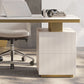 Stone Peninsula Office Desk 2 Drawers 27.56" Tall Writing Desk Clearhalo 'furn' 'furn_office_desk' 'Furniture' 'Office Desks' 'Office Furniture' 'office_desk' 1200x1200_29881659-19fb-46e5-bccf-2801b2b0097e