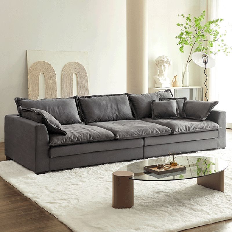 スリップカバーの静止リビングルーム枕トップアーム標準グレーソファ