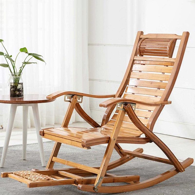 Chaise de culbuteur moderne brune bois chaise à bascule inclinable avec tufted