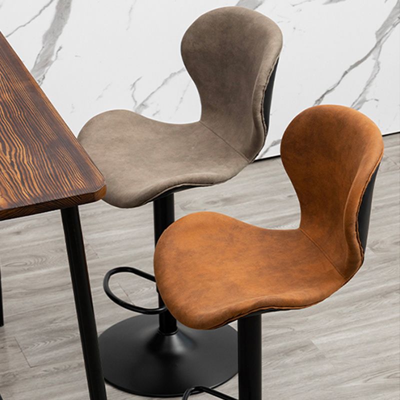 Scandinavian Metal Barstool Low Back Leather Barstools in Matte Finish for Indoor