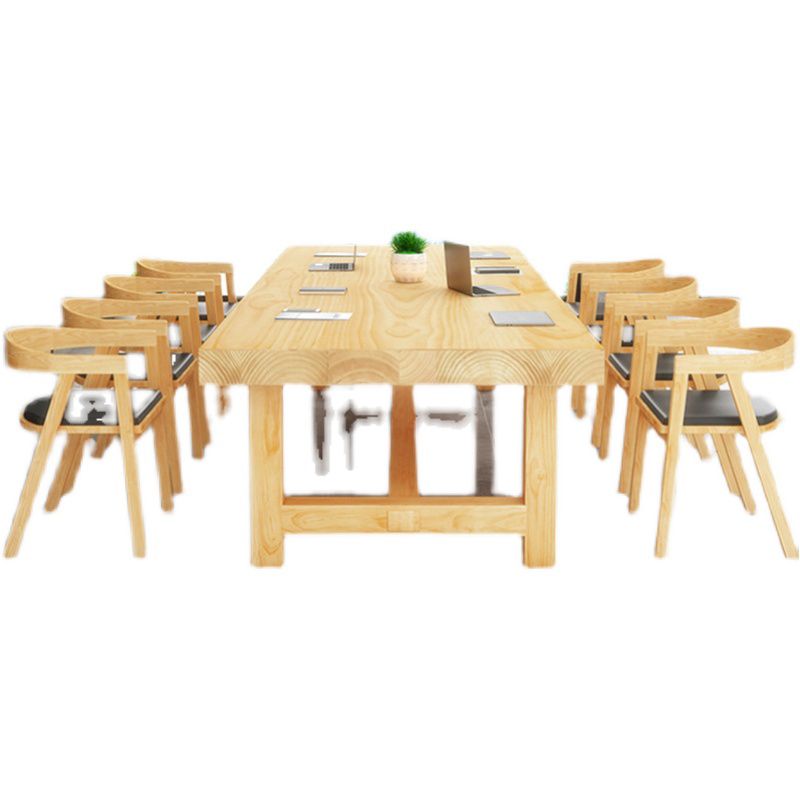 Modern Rectangle Office Table Solid Wood Trestle Base Meeting Desk Clearhalo 'furn' 'furn_office_desk' 'Furniture' 'Office Desks' 'Office Furniture' 'office_desk' 1200x1200_298ade78-db1f-43fe-9353-b9a8fa4116de