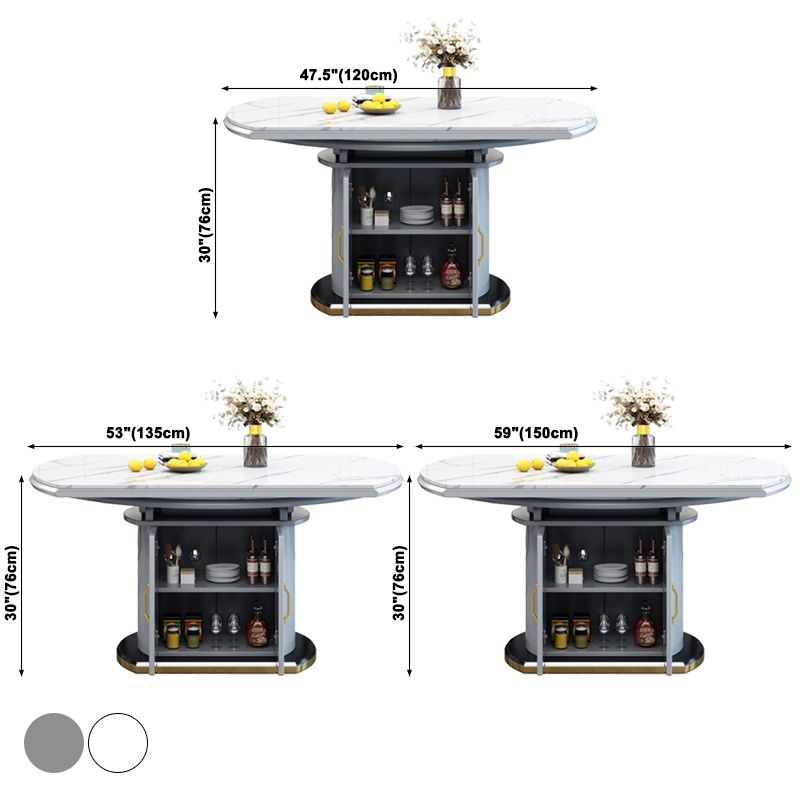 Extendable Round Dining Table Luxury Sintered Stone Top Table with Storage Pedestal Clearhalo ' dining_table' 'Dining Tables & Seating' 'Dining Tables' 'furn' 'furn_dining_table' 'Furniture' 'furniture_dining_table' 'Kitchen & Dining Furniture' 'kitchen&dining_furn' 'kitchen' 'kitchen_dining_table' 1200x1200_298f596c-3717-40af-b2a8-47a7f14c2cc2