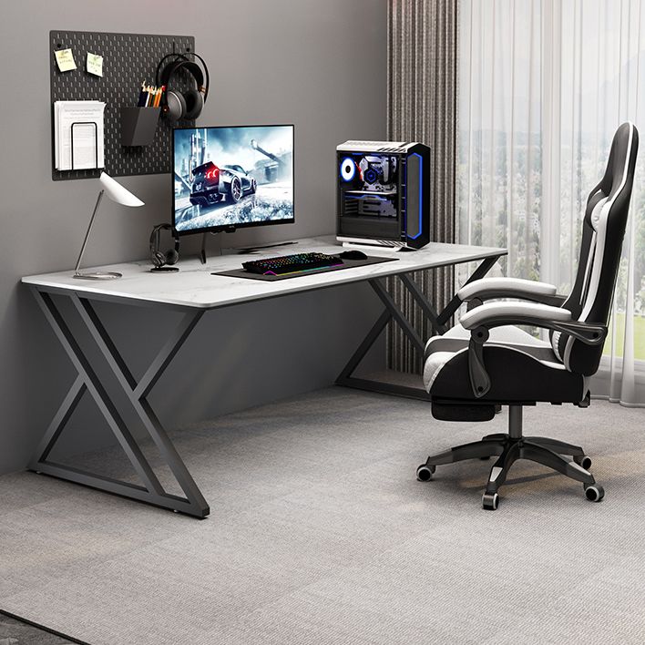 Rectangular Stone Top Writing Desk Modern Style Metal Legs Desk for Office Clearhalo 'furn' 'furn_office_desk' 'Furniture' 'Office Desks' 'Office Furniture' 'office_desk' 1200x1200_299187f8-45dc-4cae-b678-d3fa17b74309