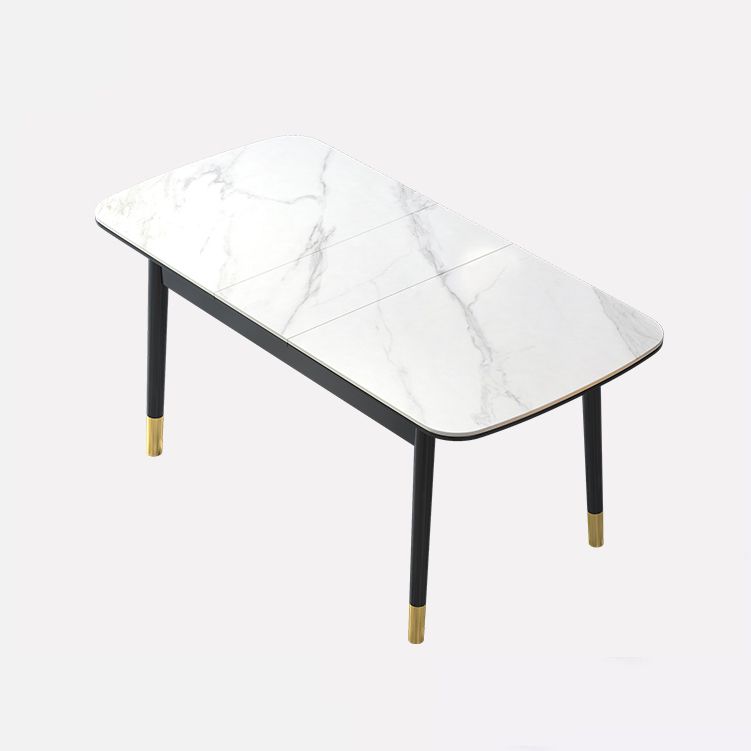 Contemporary Sintered Stone Top Extendable Dining Set Rectangle Kitchen Dining Set with 4 Legs Table Clearhalo 'Dining Room Sets' 'Dining Tables & Seating' 'dining_room_set' 'furn' 'furn_dining_room_set' 'Furniture' 'furniture_dining_room_set' 'Kitchen & Dining Furniture' 'kitchen&dining_furn' 'kitchen' 1200x1200_29921834-d4a0-45a2-9f9b-1427f126e419