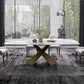 Sintered Stone Top Dining Table for Restaurant Luxury Rectangle Table with Metal Pedestal Clearhalo ' dining_table' 'Dining Tables & Seating' 'Dining Tables' 'furn' 'furn_dining_table' 'Furniture' 'furniture_dining_table' 'Kitchen & Dining Furniture' 'kitchen&dining_furn' 'kitchen' 'kitchen_dining_table' 1200x1200_2993a167-e690-43b4-9e69-0cb1ab0ec4a6