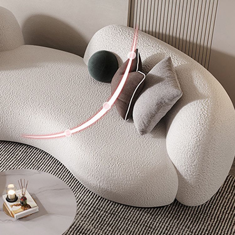 リビングルームのための現代の白いウール湾曲したソファの傾斜腕ソファ