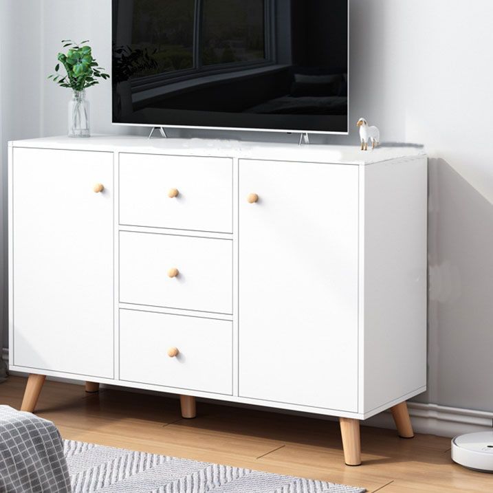 Contemporary TV Stand Console Wooden TV Stand with Drawers and Doors , 12" D X 31.5" H Clearhalo 'furn' 'furn_tv_stands_entertainment_centers' 'Furniture' 'Living Room Furniture' 'TV Stands & Entertainment Centers' 'TV Stands & Media Storage Furniture' 'tv_stands_entertainment_centers' 1200x1200_2997ef2e-f4f1-415f-b82c-56c0773f2bcb