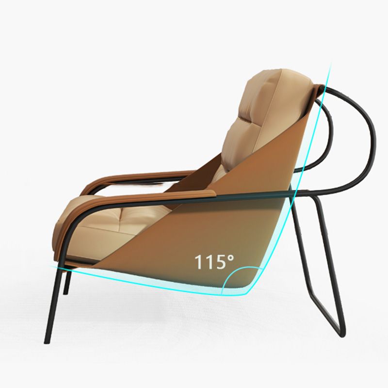 Mid-century Pu Leather Lounge Chair Solid Color Sewn Pillow Back Chair Clearhalo 'Accent Chairs' 'accent_chairs' 'Chairs & Seating' 'furn' 'furn_accent_chairs' 'Furniture' 'Living Room Furniture' 1200x1200_2999828a-571c-4f92-a78b-d0a7b98ad150