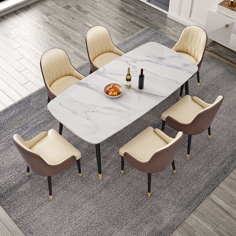 Rectangular Stone Dining Table Traditional Luxury Furniture with 4 Legs Clearhalo 'Dining Tables & Seating' 'Dining Tables' 'dining_table' 'furn' 'furn_dining_table' 'Furniture' 'Kitchen & Dining Furniture' 1200x1200_2999a909-507d-40f3-a092-4356227b81d3