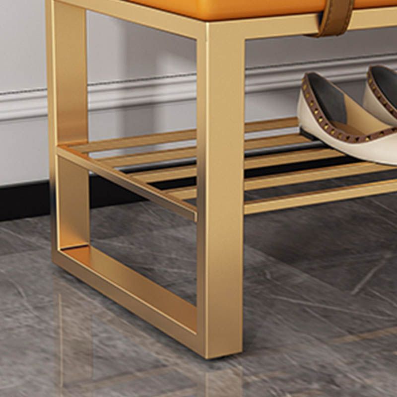 Glamoureingangsbank gepolsterte Metallsitzbank mit Schuhaufbewahrung, 12,5 Zoll Breite