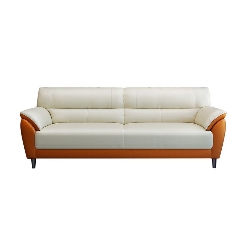 Genuine Leather Stain Resistant Contemporary Settee Couch in Orange and White Clearhalo 'furn' 'furn_sofas' 'Furniture' 'Living Room Furniture' 'Sofa' 'sofas' 1200x1200_299e69f3-c36d-4fa0-ae55-e42e5f769478