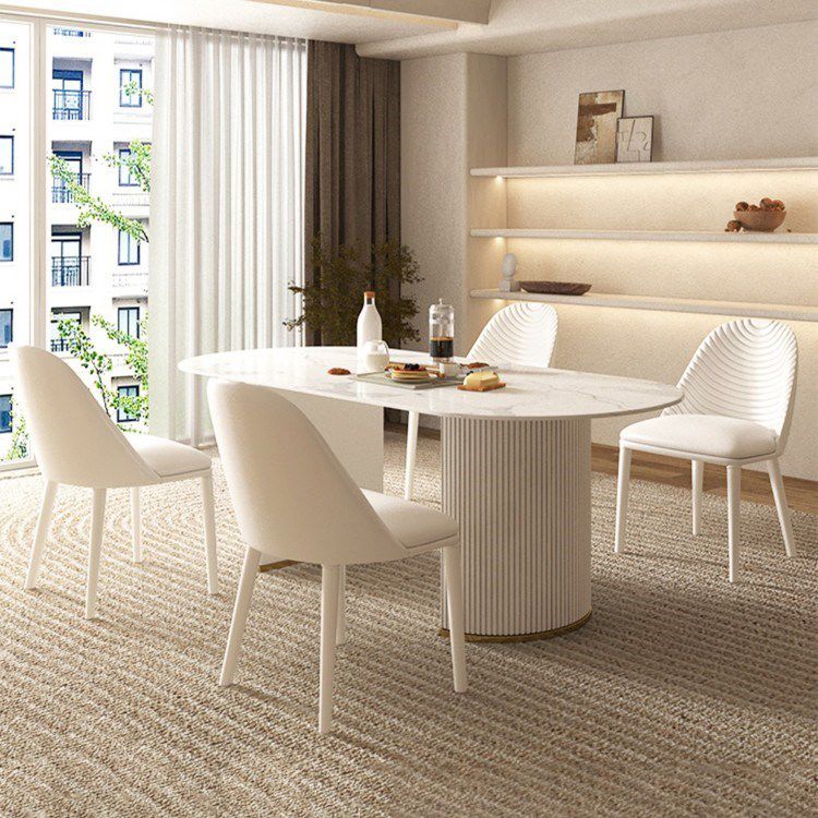 Mesa de comedor de lujo tradicional mesa de comedor ovalado con pedestal doble